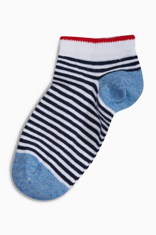 Blue Stripe Trainer Socks Five Pack (Older Boys)